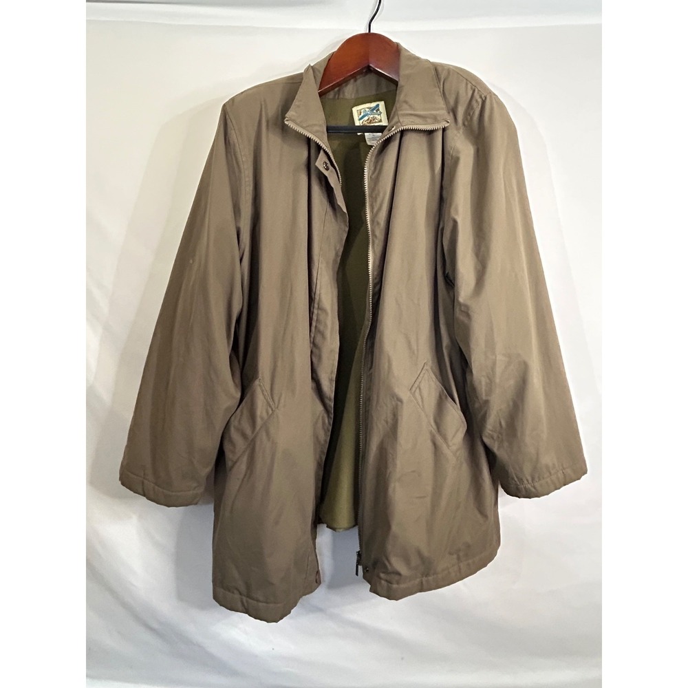 TravelSmith Womens Sz XL Water Repellent Jacket Tan Zip Snap Coat Travel Outdoor